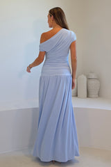 Colette Rushed Off Shoulder Maxi Dress Blue