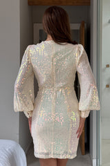 Ariel Gold Sequin Ruched Detail Mini Dress