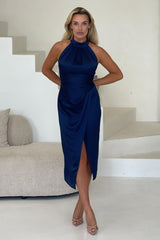 Alessia Navy Halternect Midi Dress