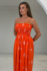 Abby Orange Border Print Maxi Dress
