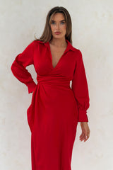 Kelly Wrap Over Maxi Dress Red