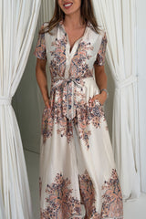 Aurora Paisly Print Midi Shirt Dress