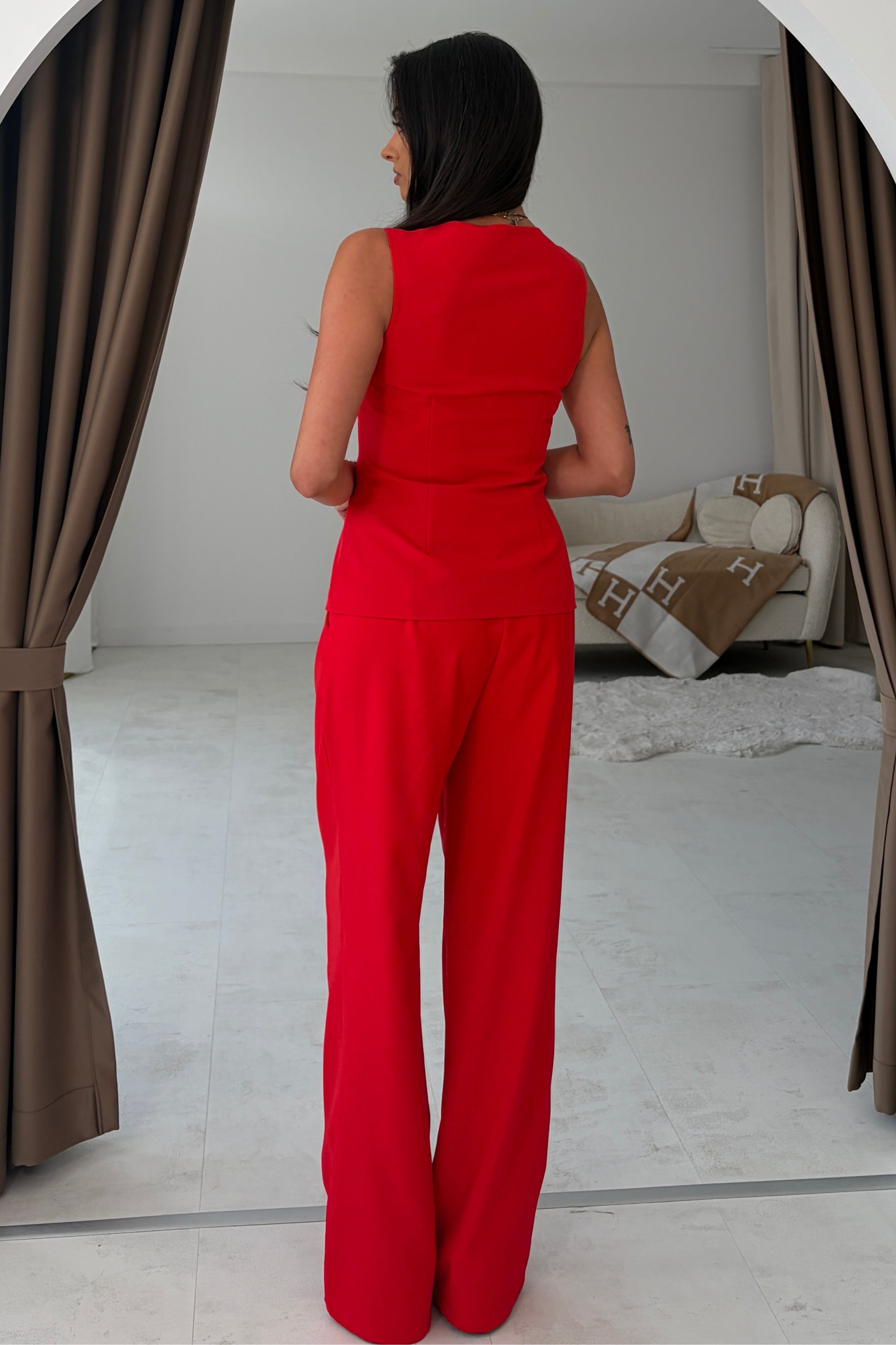 Jo Pleat Detail Tailored Trouser Red