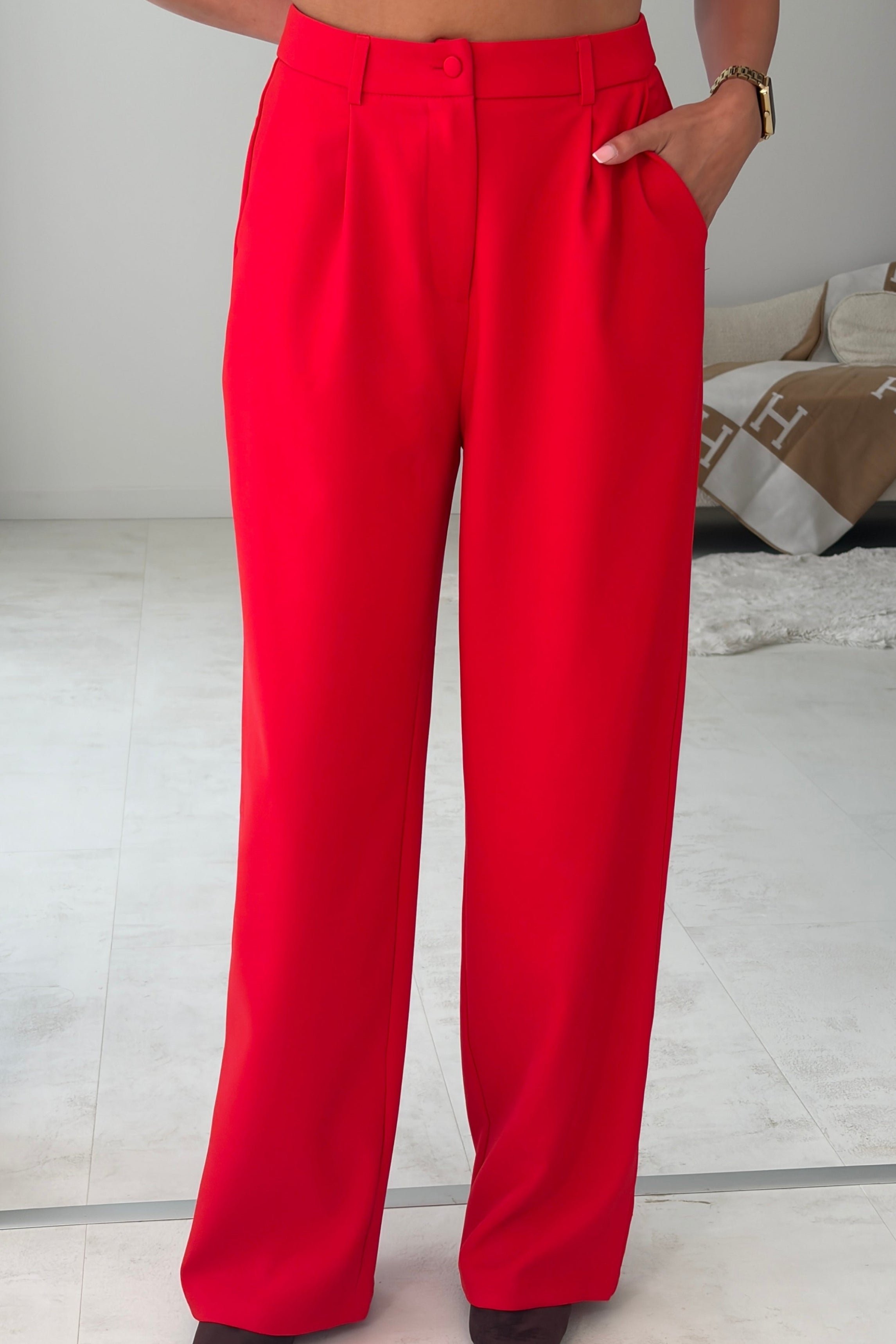 Jo Pleat Detail Tailored Trouser Red