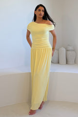 Colette Rushed Off Shoulder Maxi Dress Yellow