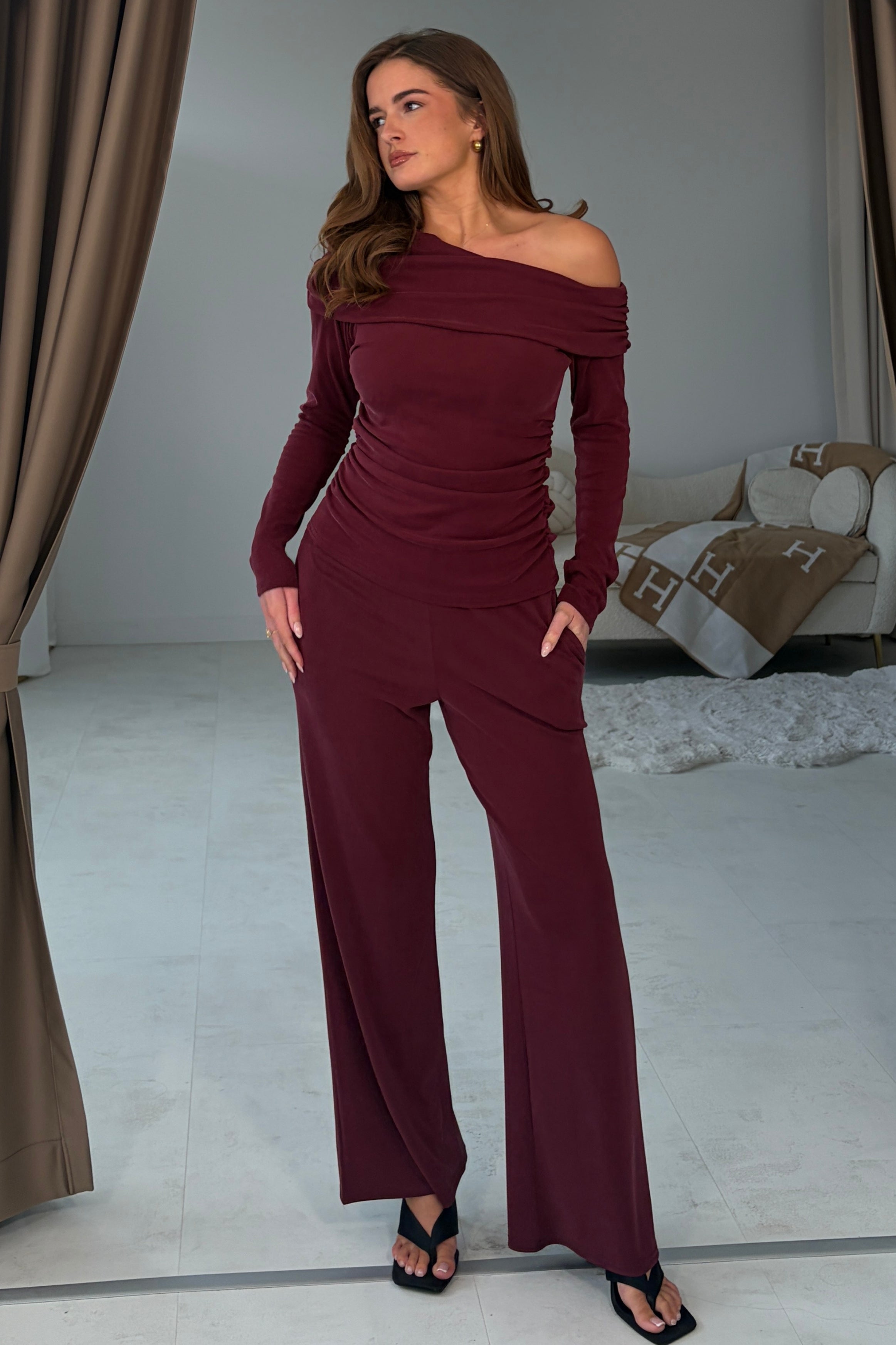 Jay Asymetric Long Sleeve Top Berry
