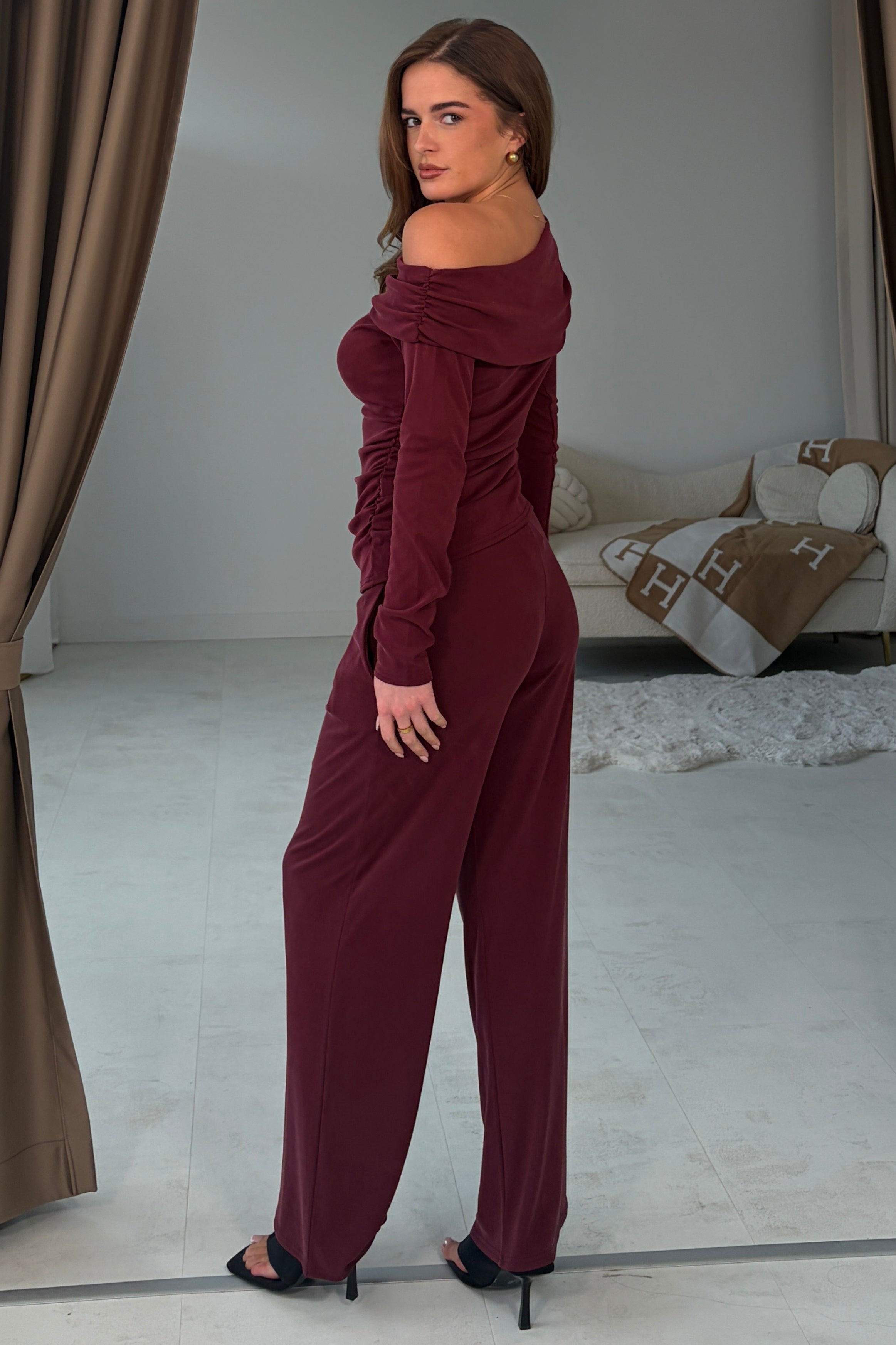 Jay Wide Leg Trouser Berry