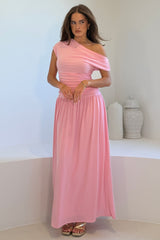 Colette Rushed Off Shoulder Maxi Dress Pink