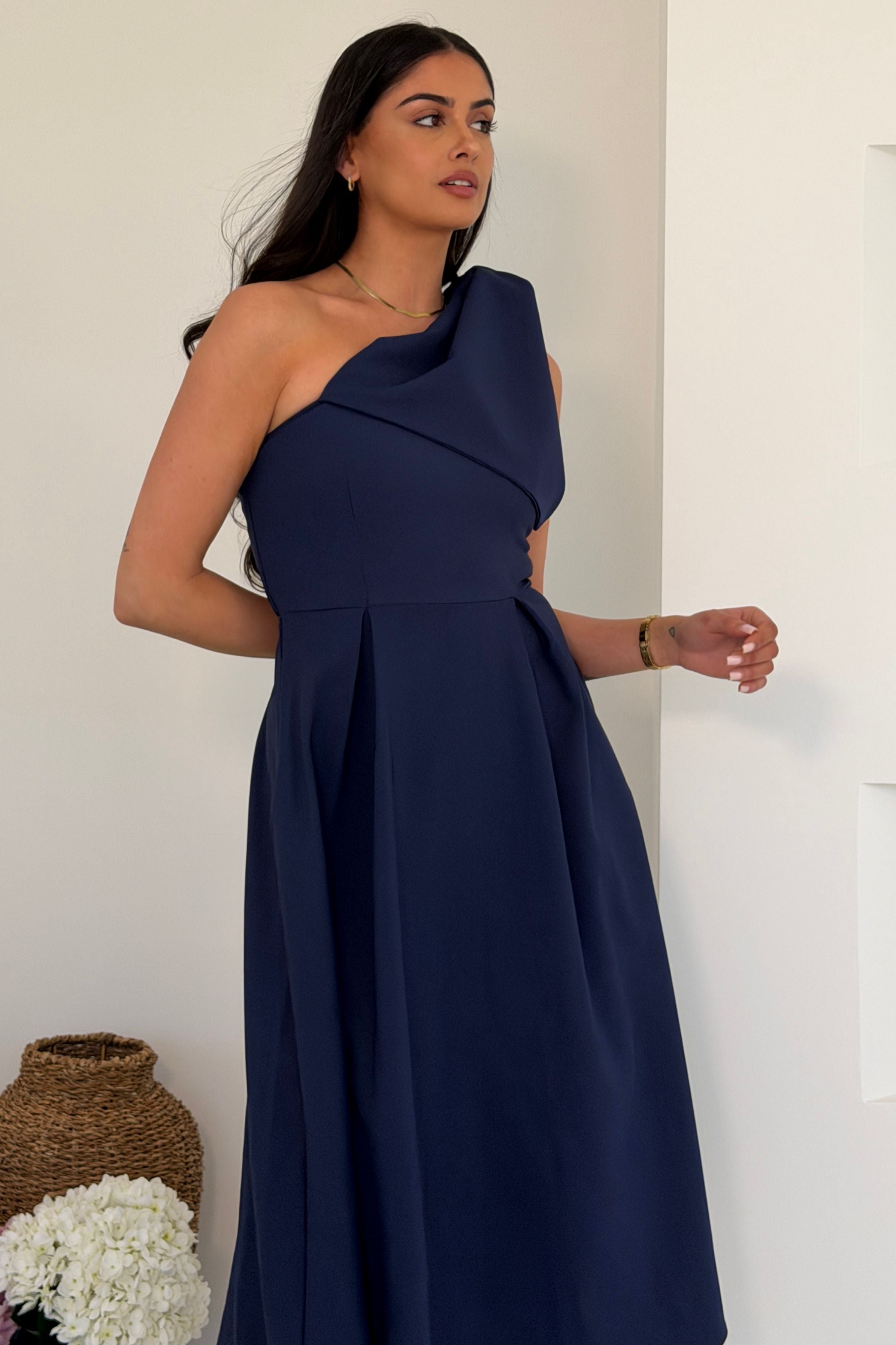Keeley Bow Shoulder Maxi Dress Navy