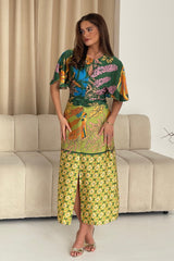 Havanaa Green Multi Midi Dress