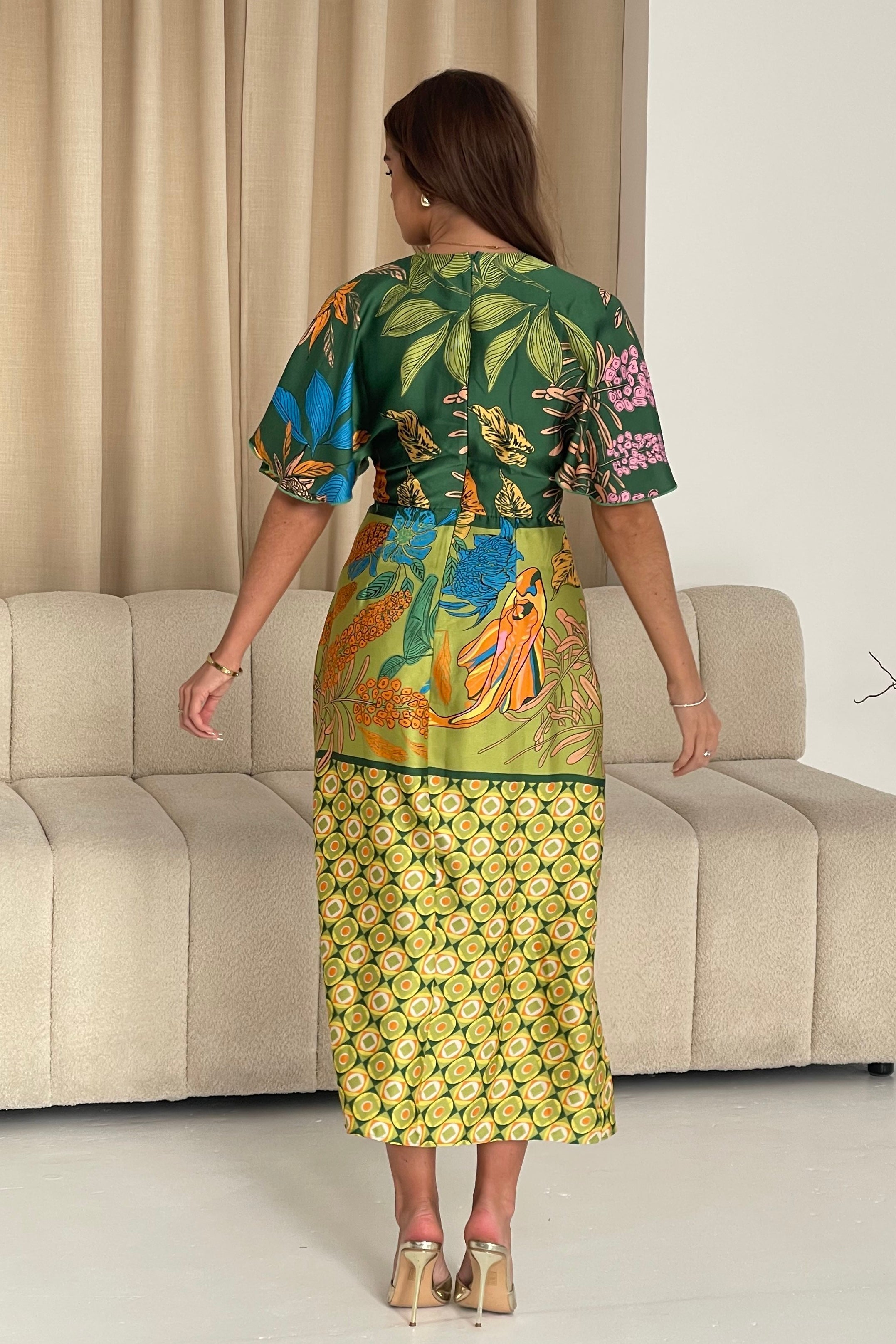 Havanaa Green Multi Midi Dress