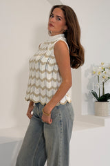 Jada Gold Crochet Chevron Top