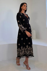 Enid Embroidered Maxi Dress Black
