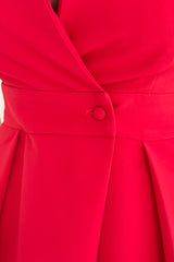 Cameron Collared Tailored Shirt Dress Red