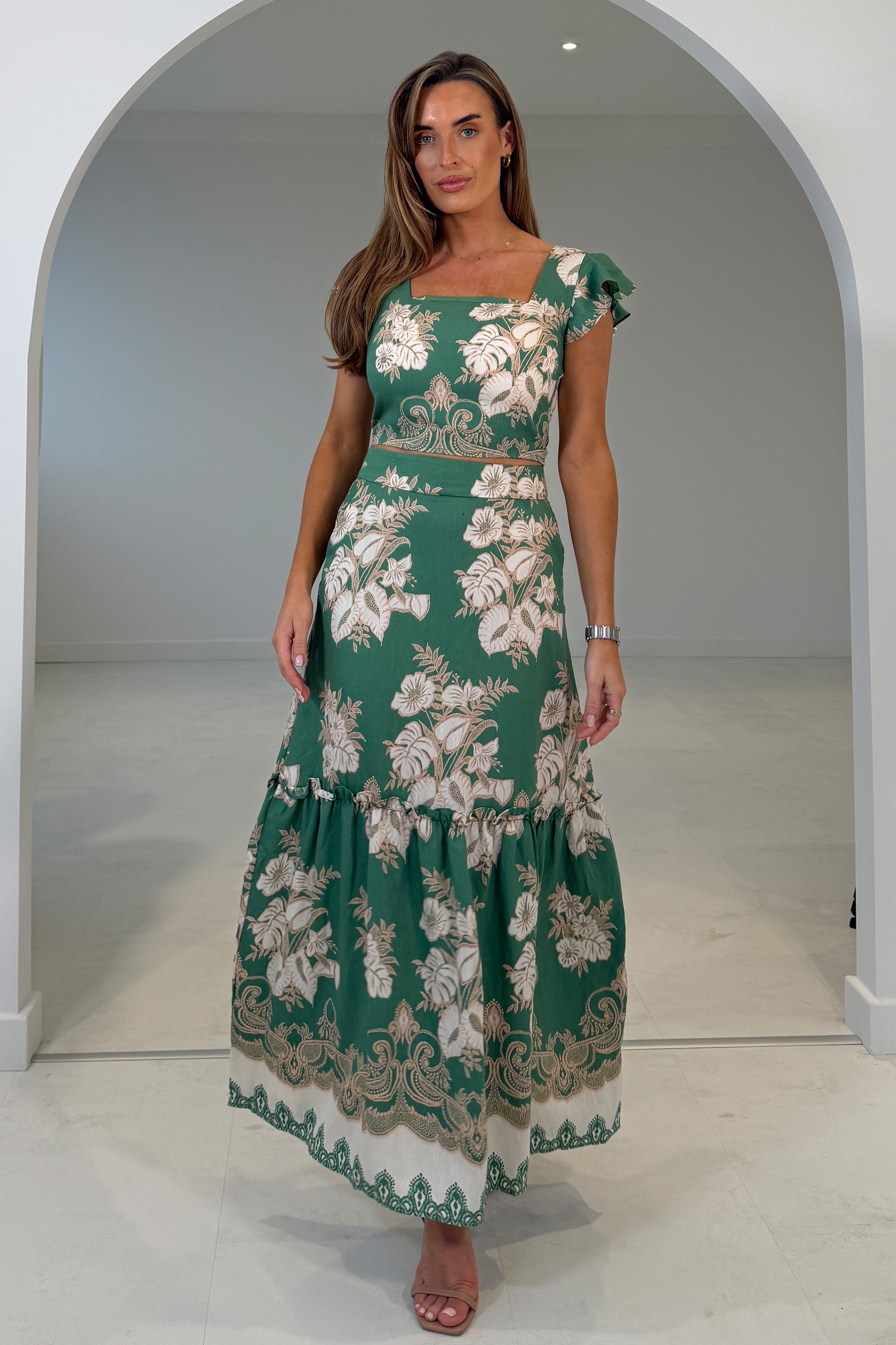 Blossom Green Floral Skirt