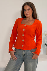 Archer Square Neck Long Sleeve Jacket Orange