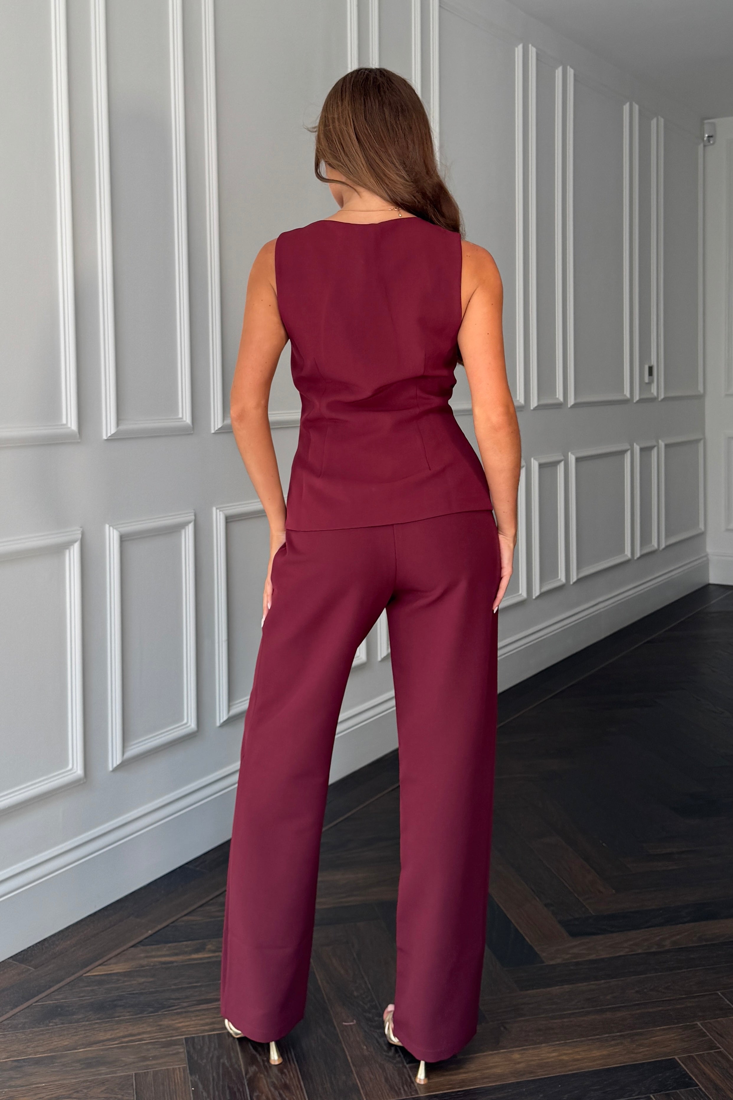 Jo Pleat Detail Tailored Trouser Berry