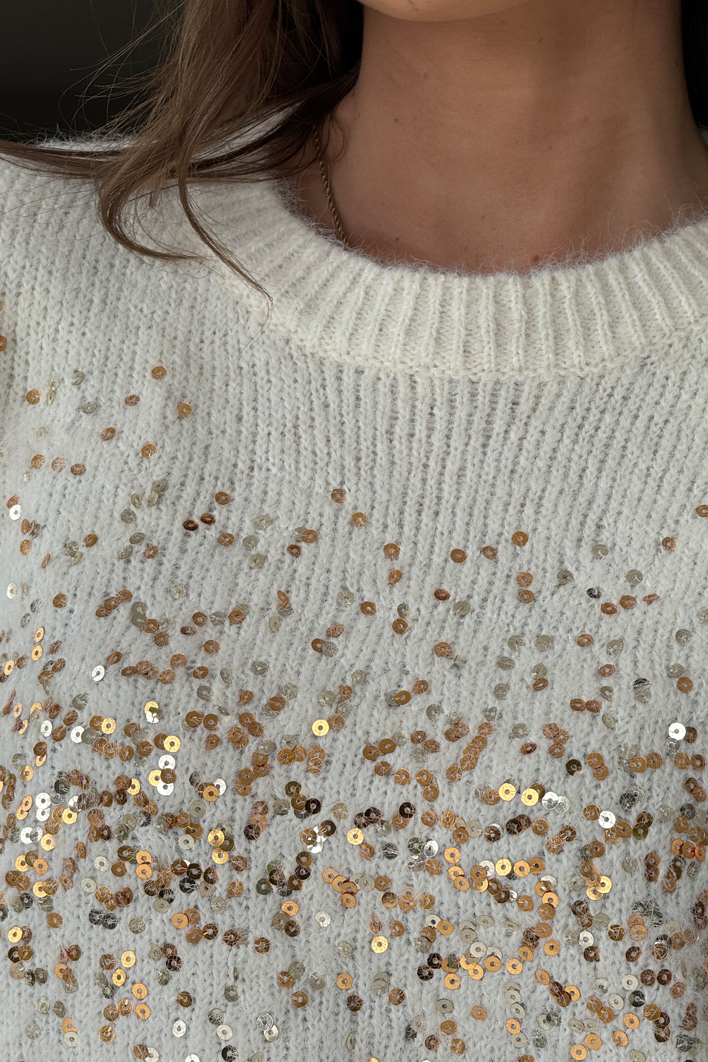Hina Sequin Knit Jumper Cream