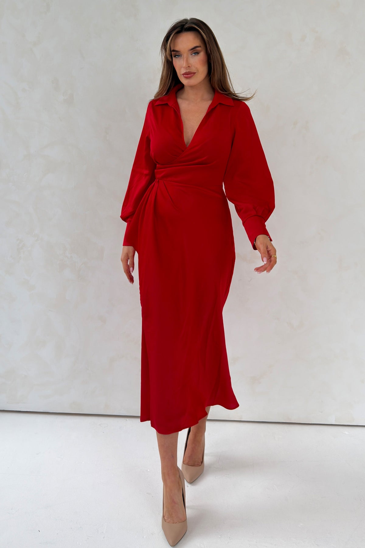 Kelly Wrap Over Maxi Dress Red