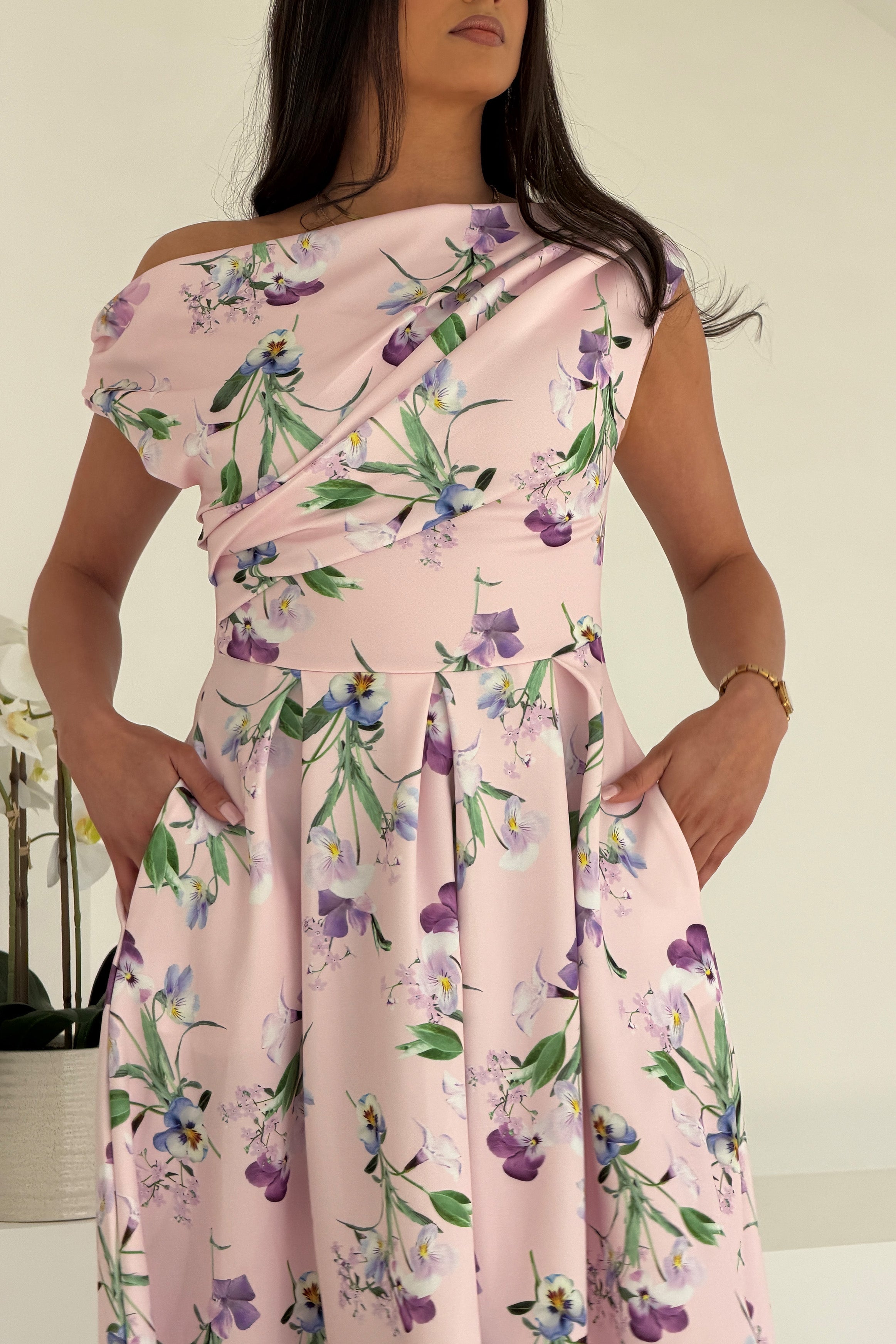 Betty Asymmetric Midi Dress Purple