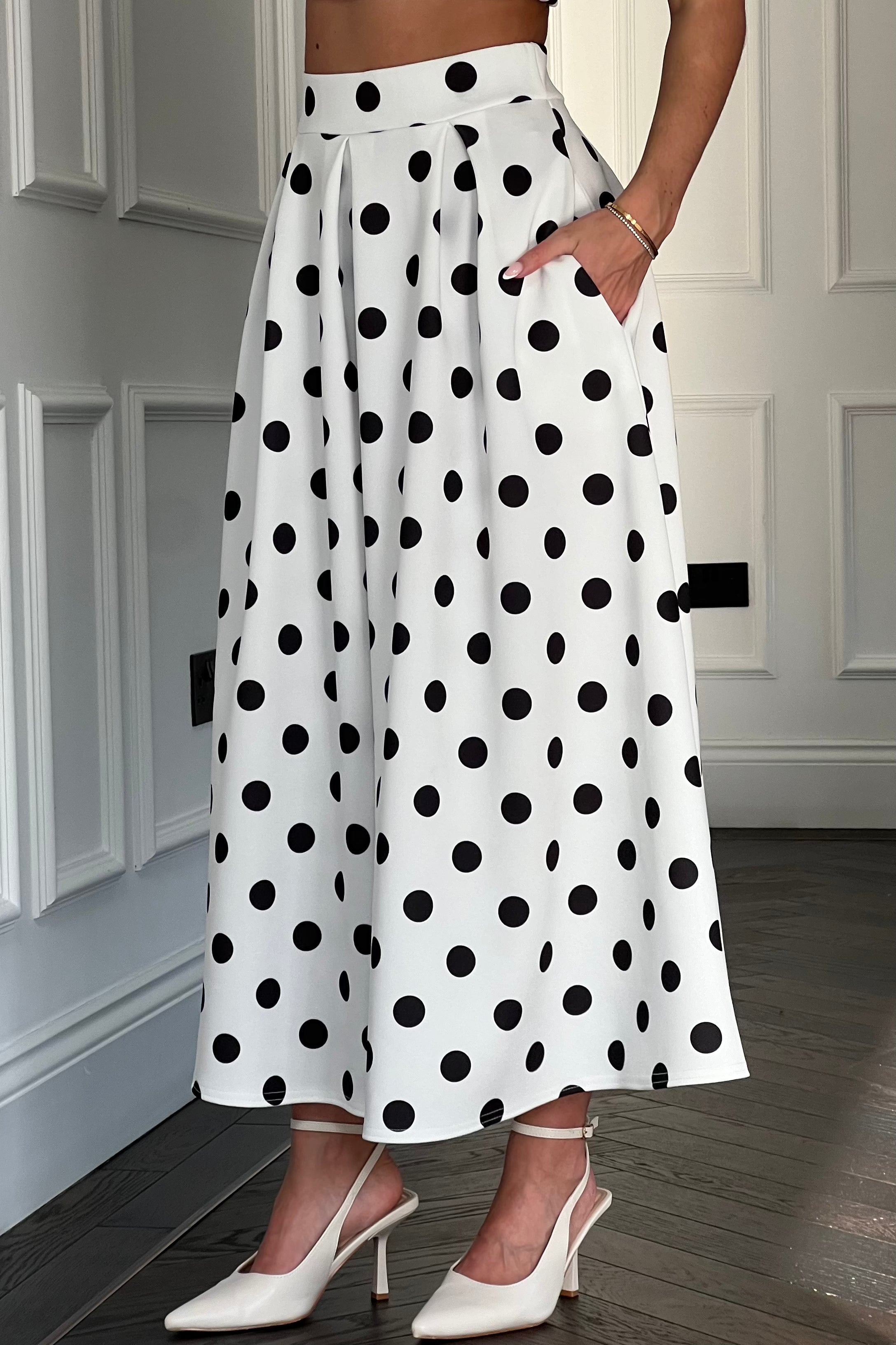 Kristen Midi Skater Skirt Polka